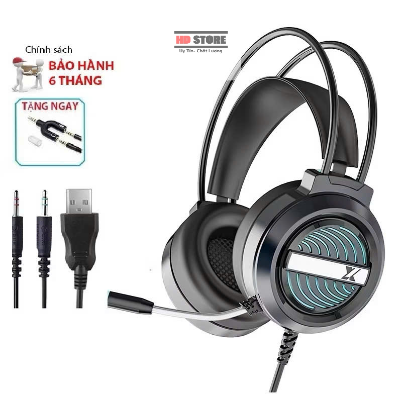 Tai nghe Gaming chụp tai Q9 có đèn Led và Mic, tai nghe chụp tai, headphone cho PC, lap, điện thoại