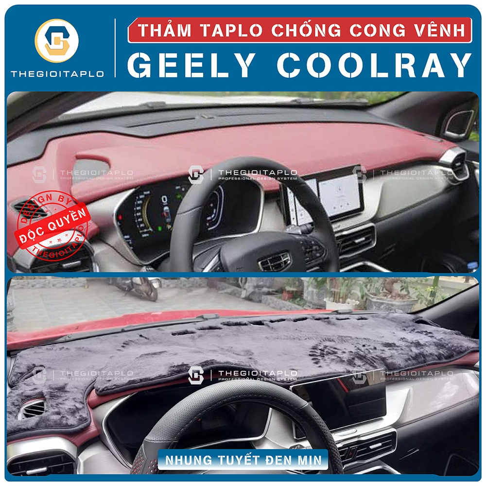 [GEELY COOLRAY] Thảm taplo oto da Nano Blockers UV, 3D Flare, Nhung lông tuyết viền Ziczac chống con