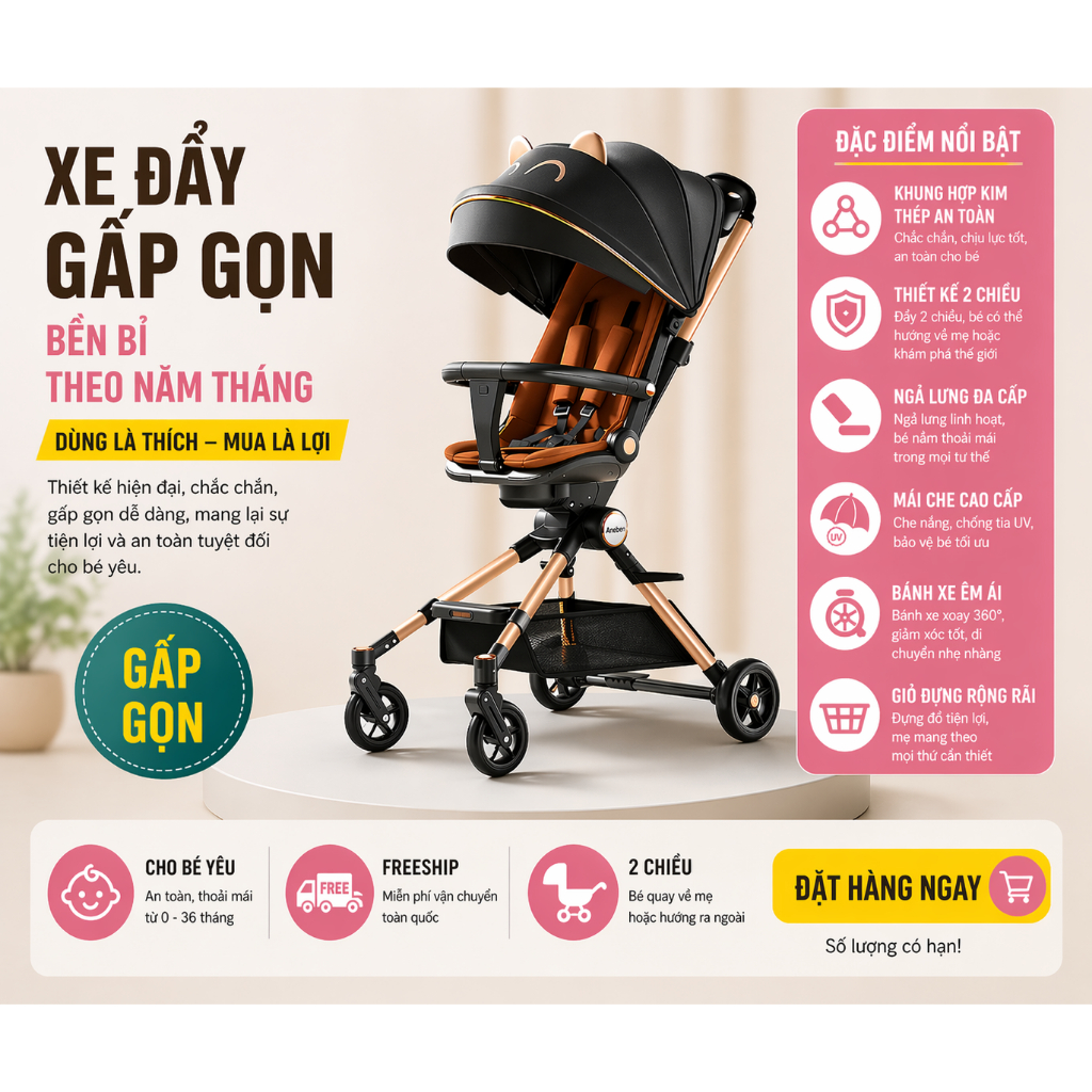 Xe đẩy K8 mẫu mới có bàn ăn dặm và vô lăng nhạc cho bé