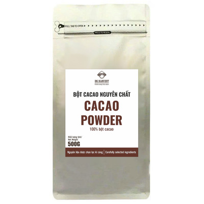 Bột cacao nguyên chất DK HARVEST, Túi 100g/200g/500g, cacao bột vị đậm đà, kết cấu mịn màng, hàm lượng bơ cacao 11-13%