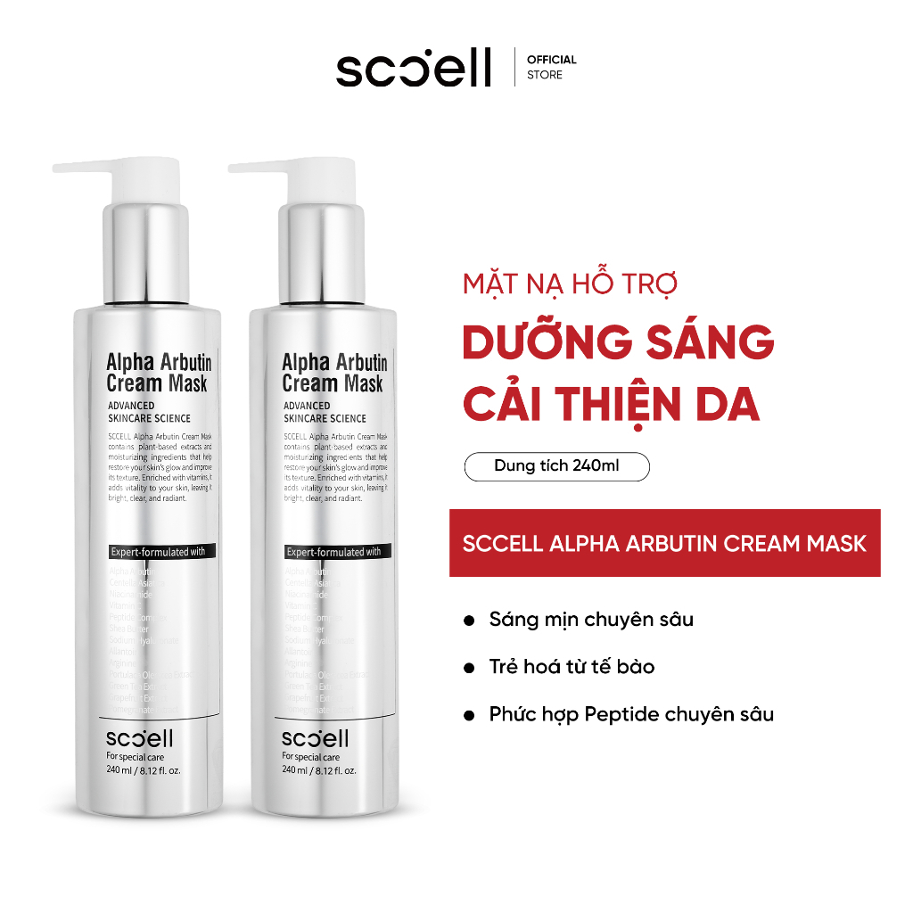 Mặt Nạ Dưỡng Sáng SCCELL Alpha Arbutin Cream Mask - Kết Cấu Dạng Kem, Dễ Tán, Hỗ Trợ Dưỡng Ẩm Và Phụ