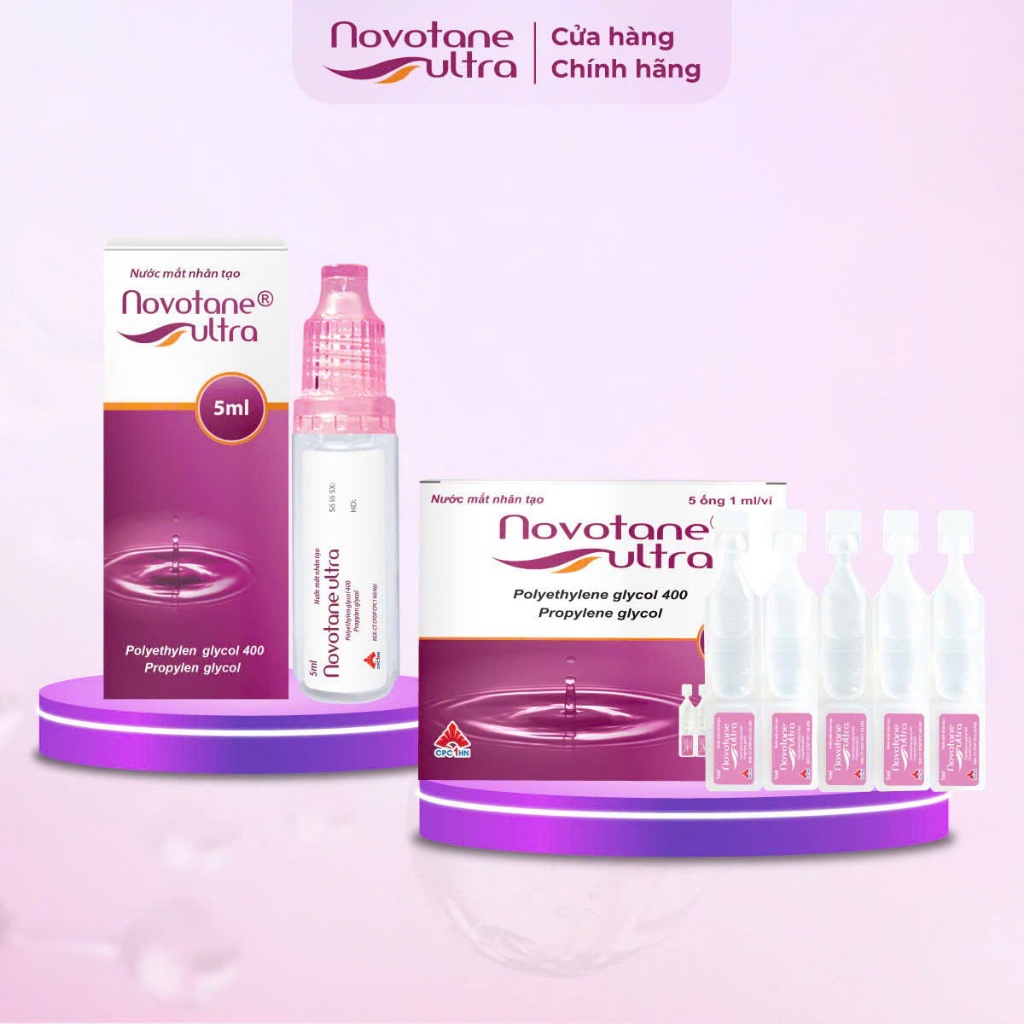 Combo nước mắt nhân tạo Novotane Ultra 5ml & Novotane Ultra 1ml