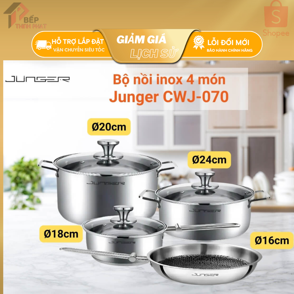 Bộ nồi Inox Junger JG CWJ-070 cao cấp 7 chi tiết