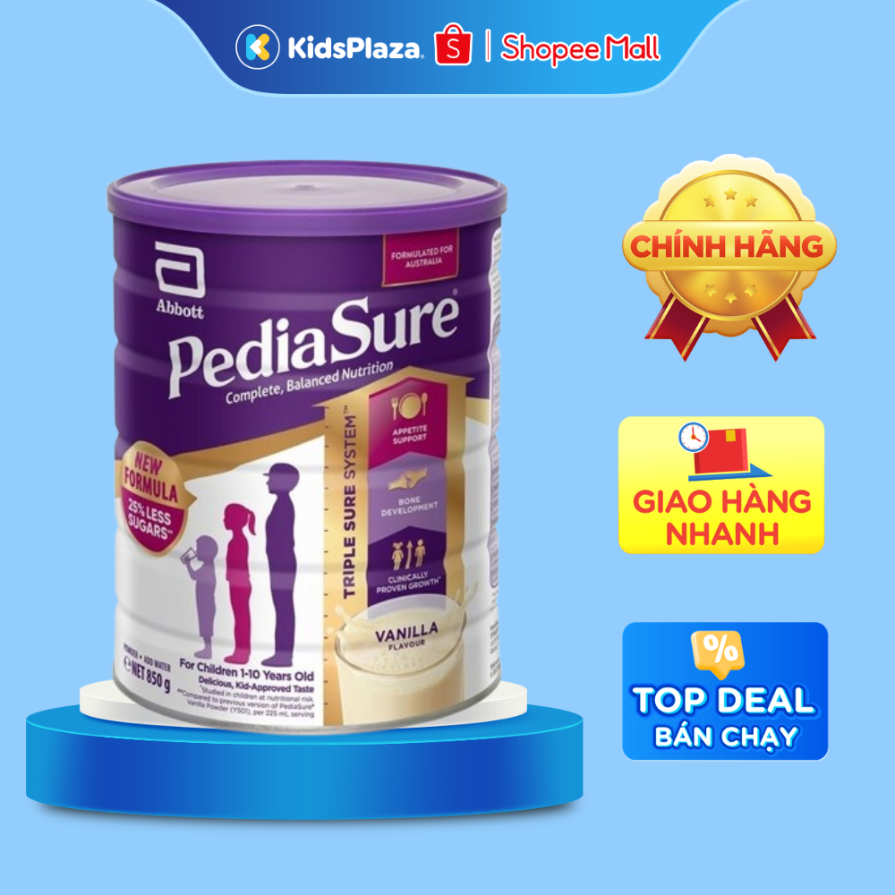 [NEW - SPV]  Sữa Pediasure nắp tím 850g vị vani chính hãng cho bé - DATE T10/2027