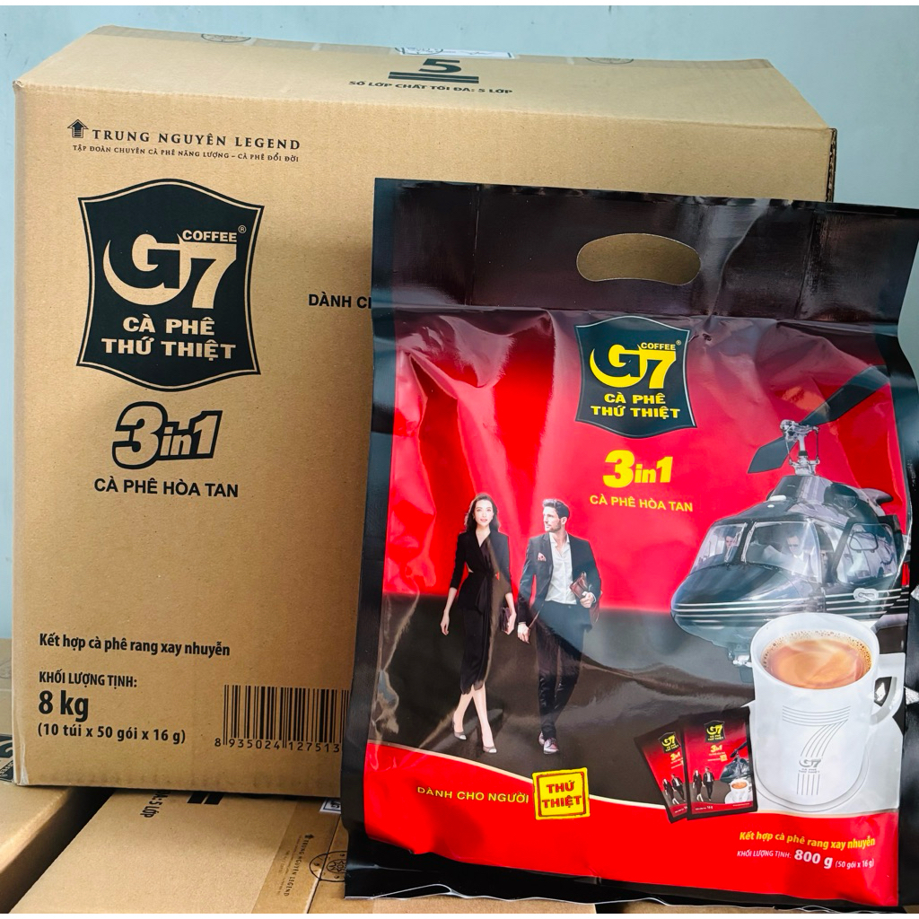 (THÙNG 10 TÚI) Cà phê Trung Nguyên G7 3in1 bịch 50 sachets (gói vuông)