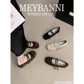 Giày Búp Bê 𝙔𝙐𝙇𝙄𝙉𝘼 Mũi Vuông Lót Bạc Chần Chỉ Quả Trám Phối Quai Ngang Và Nơ Nhỏ Xinh Xắn tiểu thư sang chảnh- C96