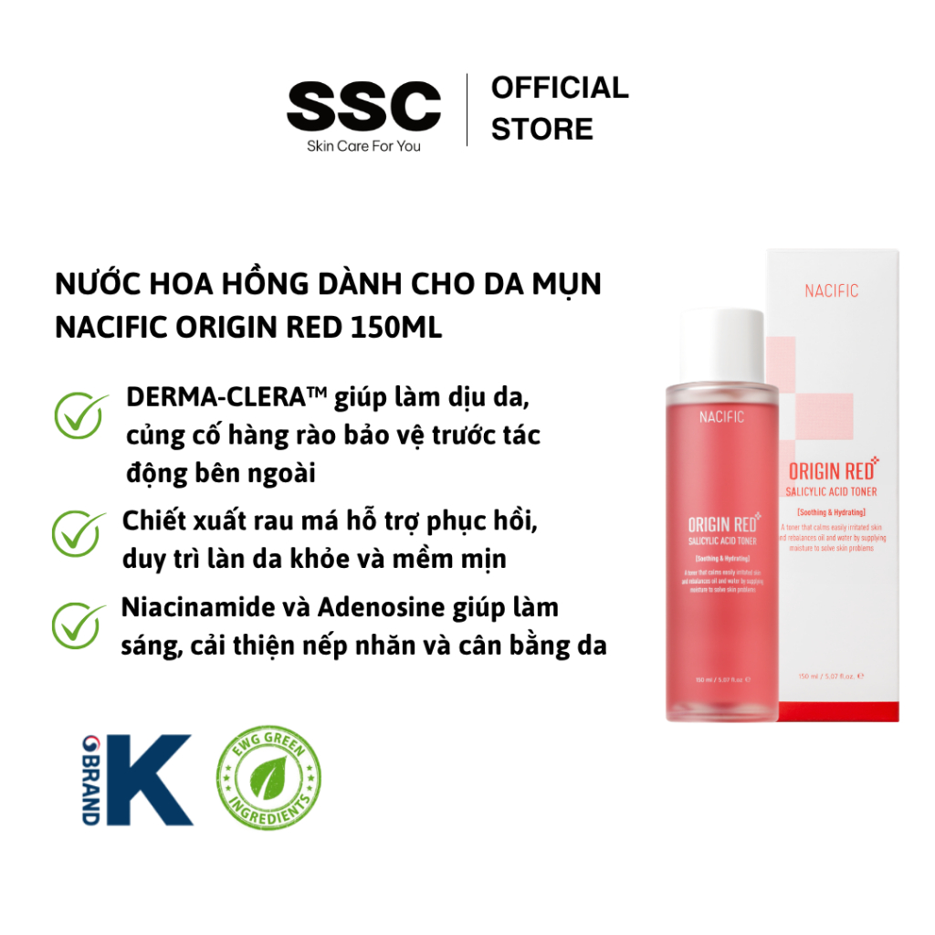 Toner Nacific Origin Red 150ml – Làm Sạch Dịu Nhẹ & Cân Bằng Da, Cho Làn Da Thoáng Sạch Mỗi Ngày