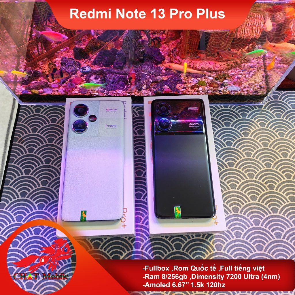 Điện thoại Redmi Note 13 Pro Plus Fullbox 256Gb ,Dimensity 7200 Ultra ,Amoled 6.67'' 1.5k 120hz ,Pin