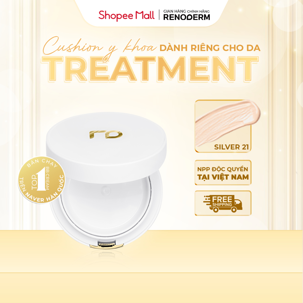 [MALL HÃNG] Phấn Nước Cushion RenoDerm DAY LONG BB CREAM SILVER Tone Sáng Che Phủ Cao Mịn Lì Phù Hợp Da Dầu Da Treatment