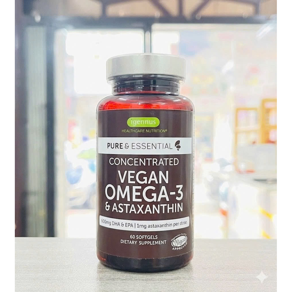Omega-3 DHA & EPA kết hợp Astaxanthin từ dầu tảo Algae 60 viên