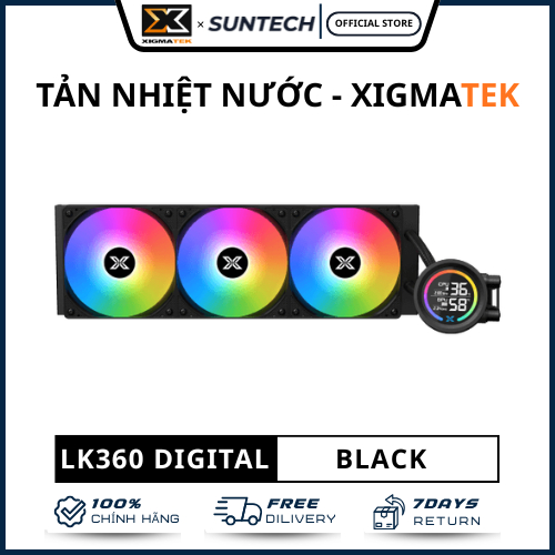 Tản Nhiệt Nước AIO Xigmatek LK360 DIGITAL (EN46070) - 360mm, Màn Hình Nhiệt Độ, 3 Quạt LED ARGB