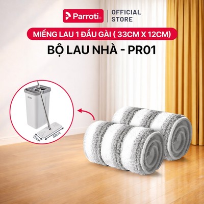 Miếng lau nhà 1 Đầu Gài 33x12cm, Combo 2 miếng lau micorfiber dùng cho bộ lau nhà Parroti Pro - PR01
