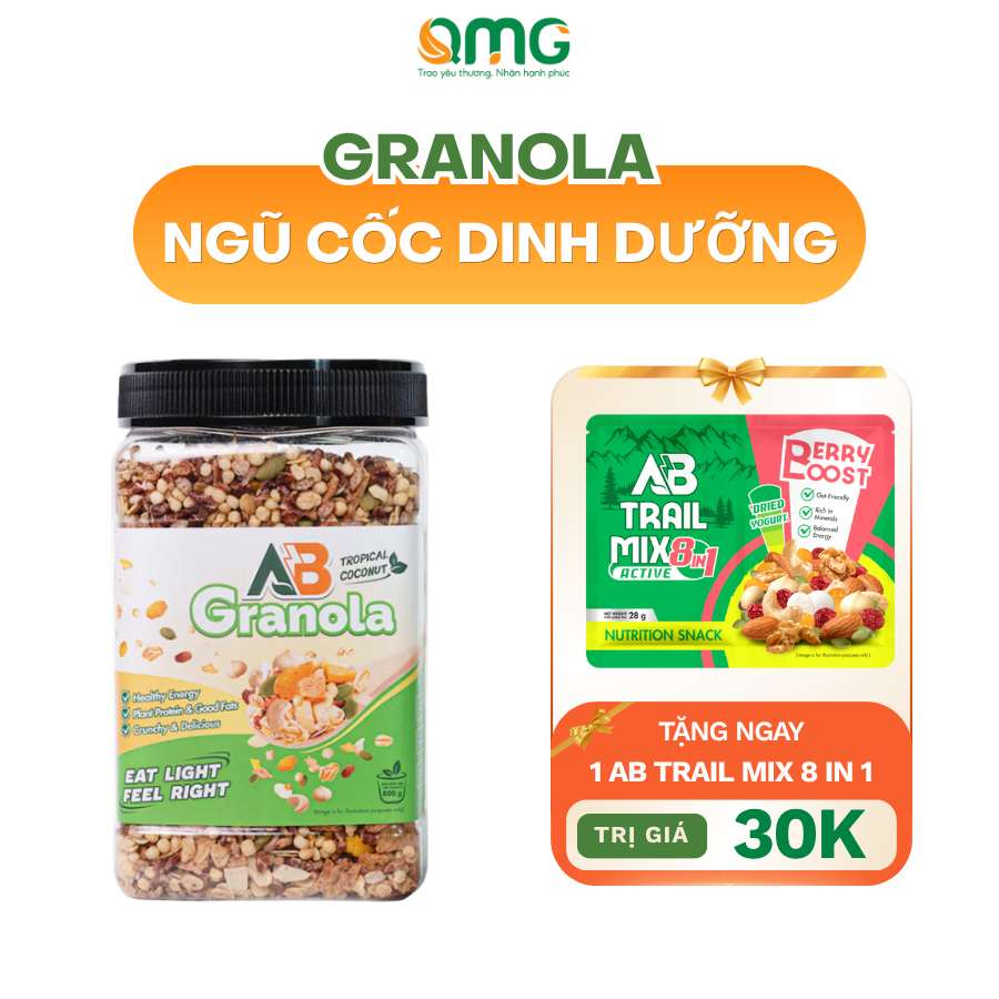 Ngũ Cốc Hạt Dinh Dưỡng Mix Ăn Healthy AB NUTRITION AB Granola 480g Vị Dừa Nhiệt Đới