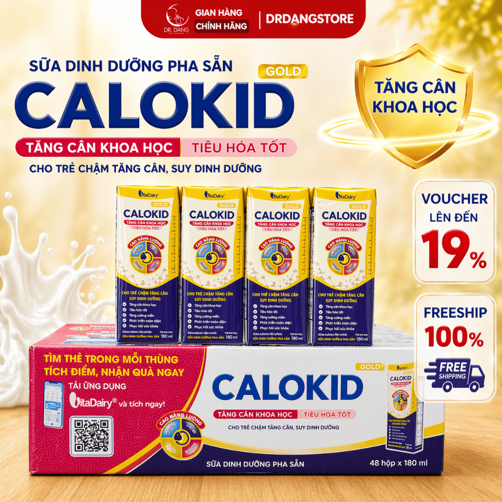 Thùng 48 Hộp Calokid Gold Sữa Công Thức Pha Sẵn 180ml