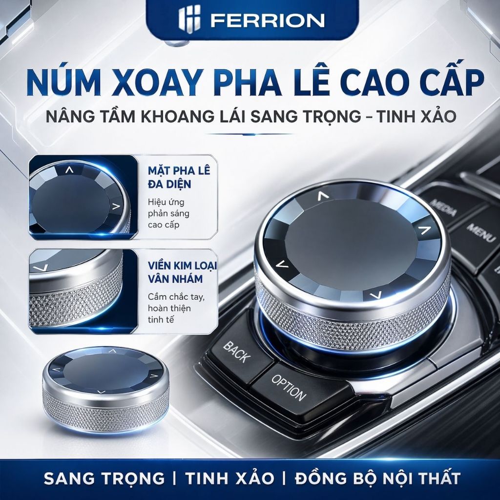 Núm Xoay Pha Lê BMW Ferrion iDrive Cao Cấp Cho Hệ EVO / CIC / MGU / NBT Kèm Tùy Chọn Bộ 5 Nút Phụ, N