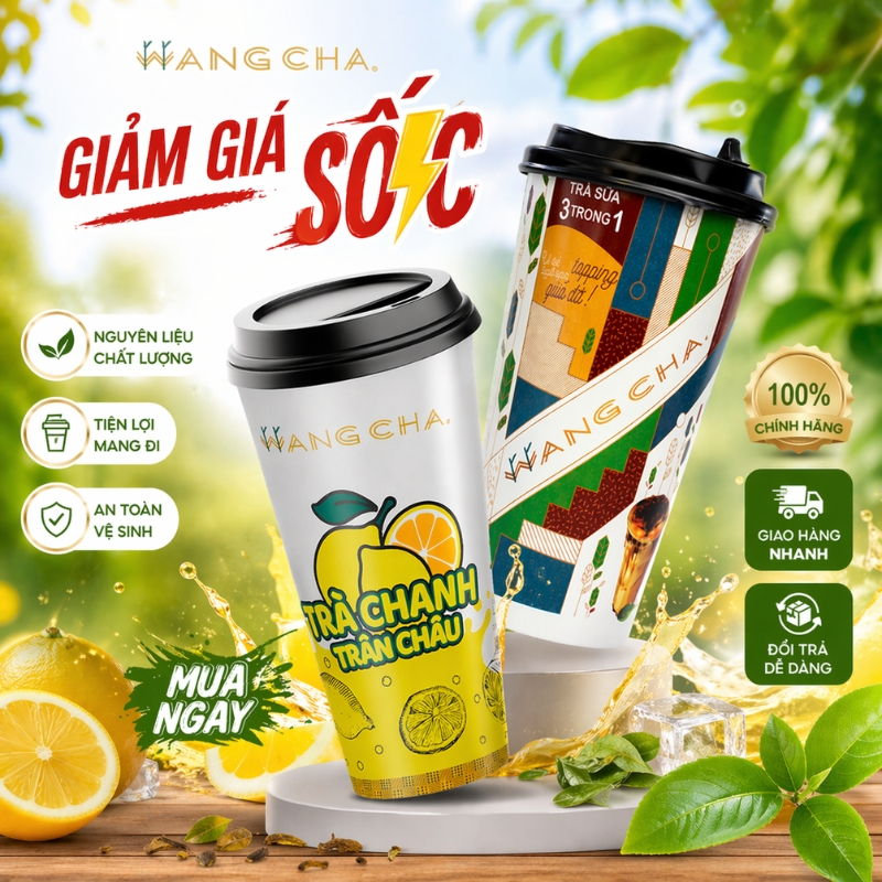 [HSD:29/06/2026] Sale sale sale Trà chanh trân châu và Trà sữa trân châu truyền thống Wangcha