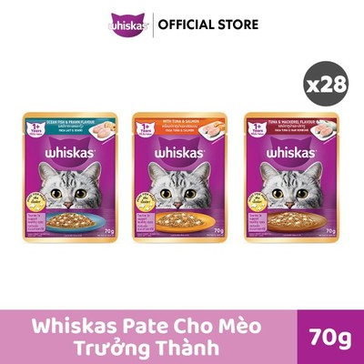 [MỚI] WHISKAS Pate Nhiều Cá Cho Mèo Lớn 70g – 28 gói