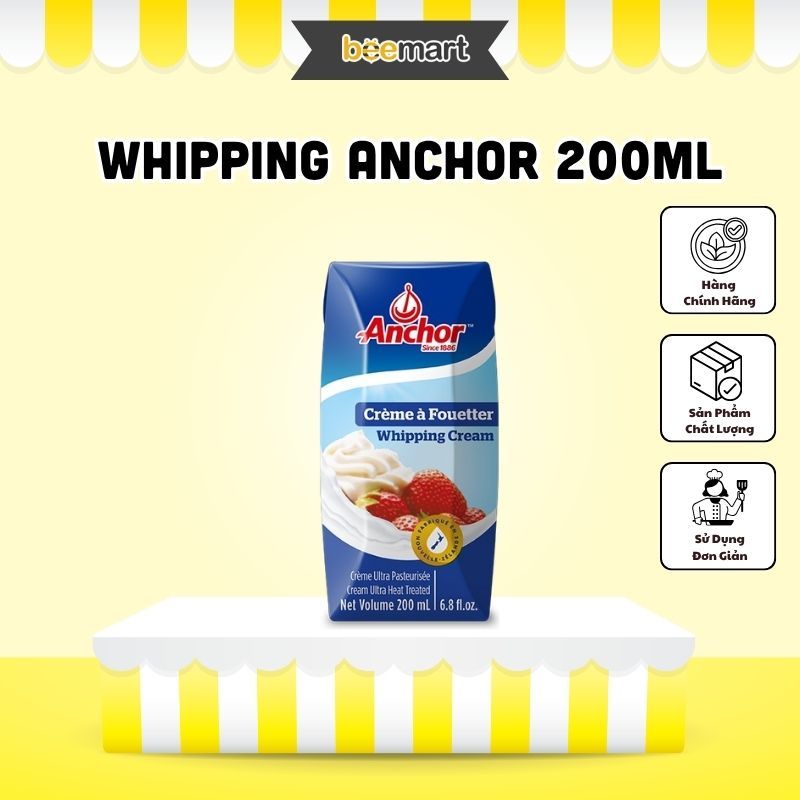 Kem sữa béo hộp 200-250ml (Whipping cream) - Kem tươi whipping làm bánh, pha chế