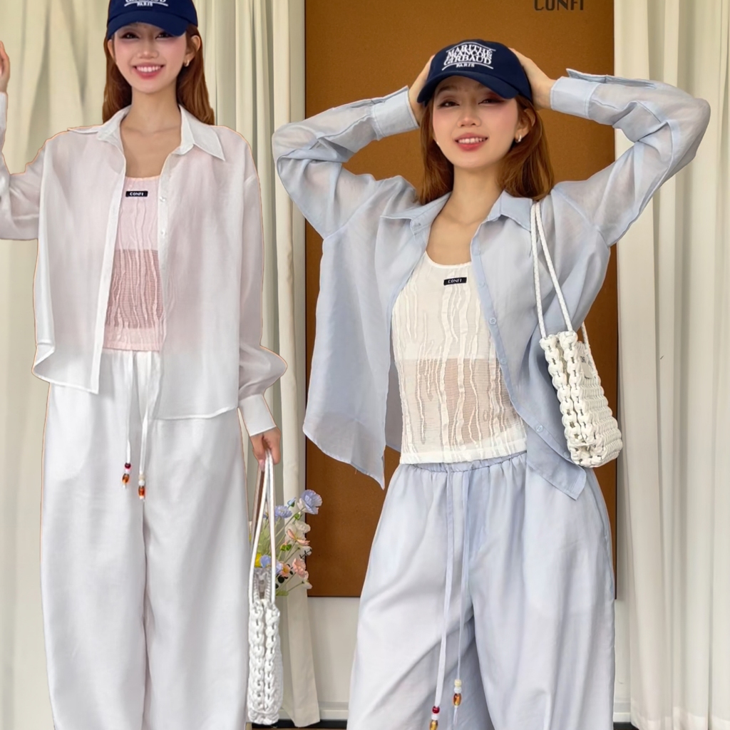 BAY SHIRT – Confi | Áo tơ Nhật mềm dáng oversize, xuyên thấu nhẹ, bay bổng.