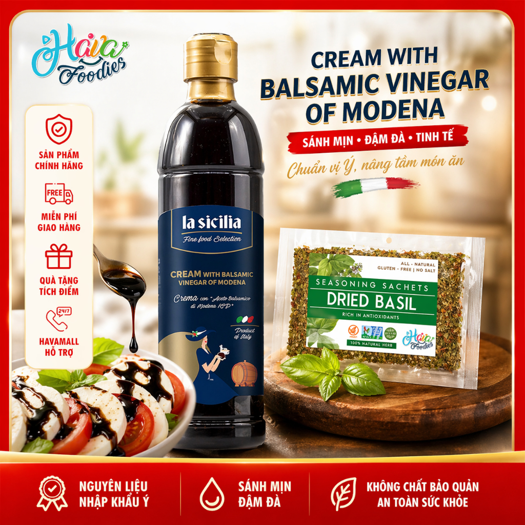 Men giấm Balsamic Modena La Sicilia 500ml - La Sicilia Cream with Balsamic Vinegar of Modena 500ml