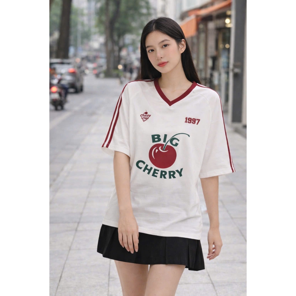 Áo Thun Nữ Ngắn Tay Hqlens Thêu Quả Cherry - Chất Cotton 4 Chiều Co Giãn Cực Tốt (Size M, L)