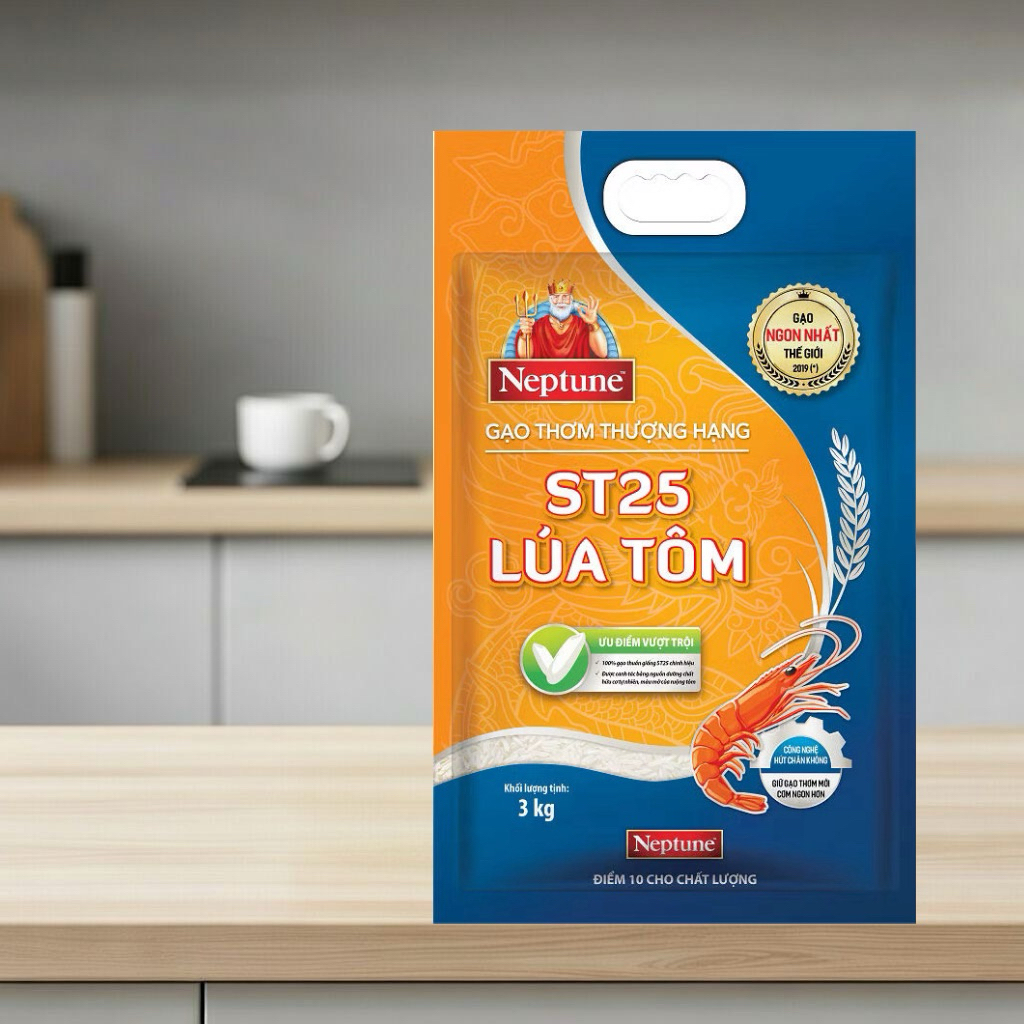 (Túi 3Kg) - Gạo ST25 Lúa Tôm Neptune-NSX Luôn Mới