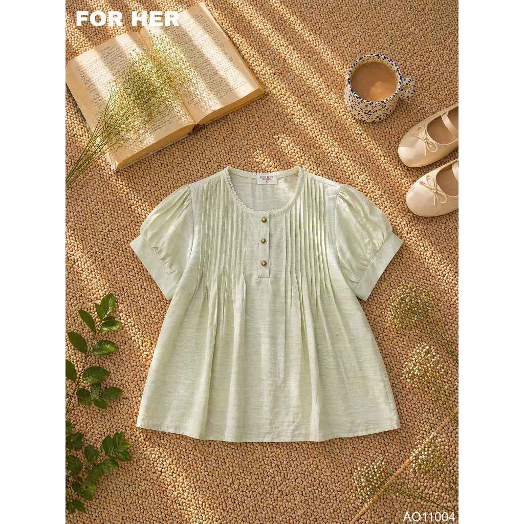 Áo babydoll xếp ly FORHER form rộng che khuyết điểm dễ phối đồ - AO11001 AO11002 AO11003 AO11004 AO1