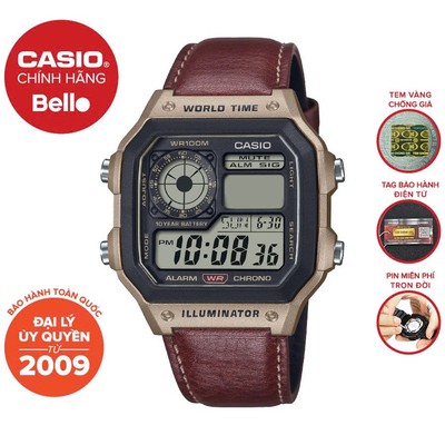 Đồng Hồ Nam Dây Da Casio AE-1200 chính hãng bảo hành 1 năm Pin trọn đời