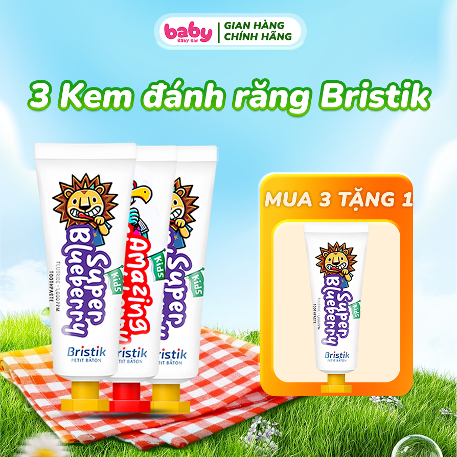 Kem Đánh Răng Trẻ Em Bristik Hàn Quốc, Kem Đánh Răng Cho Bé Từ 1 Tuổi - Hữu Cơ, An Toàn, Nuốt Được