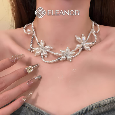 Dây chuyền choker nữ Eleanor Accessories charm hình hoa phối chuỗi phụ kiện trang sức vòng cổ 11788