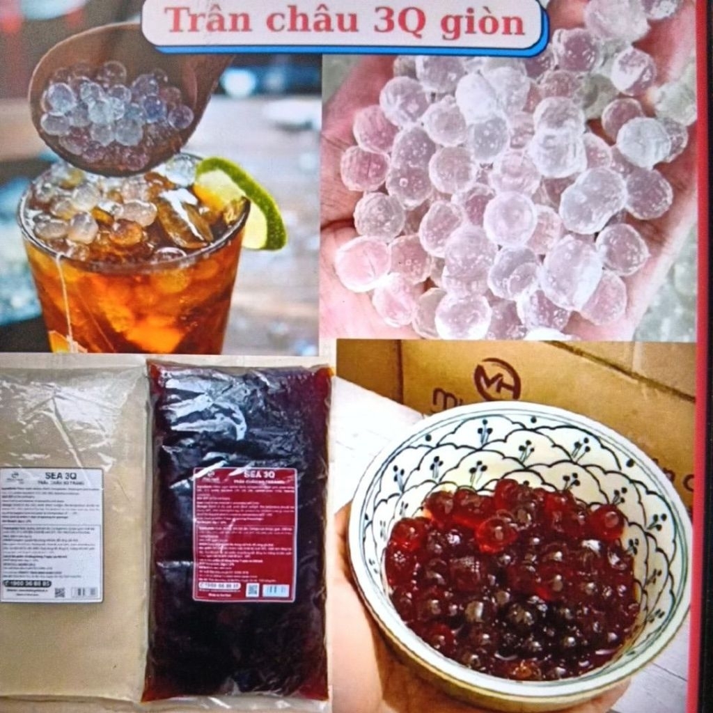 Giá sỉ 2kg Trân Châu Trắng , Đen 3Q Minh Hạnh, Trân Châu 3Q Sea Jelly, topping trà sữa