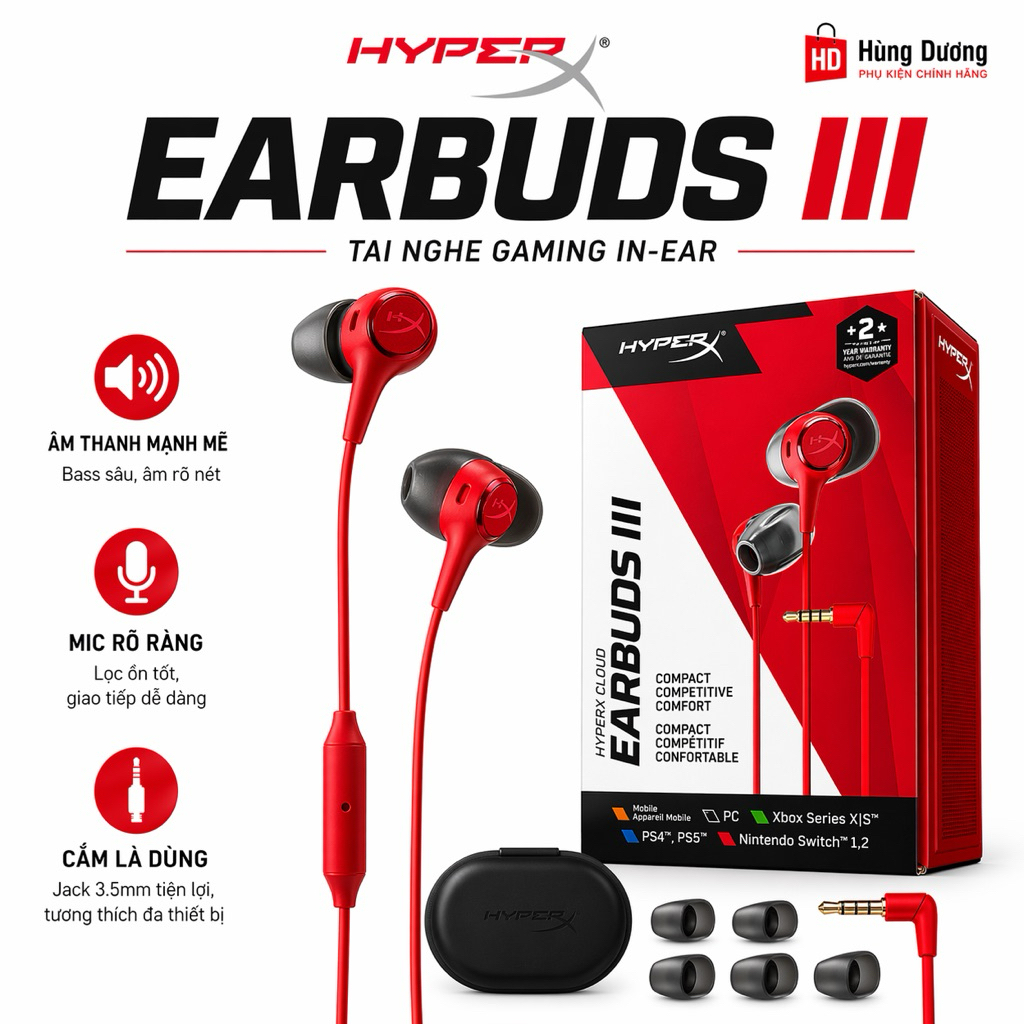 Tai nghe HyperX Cloud Earbuds 3 mới nhất, bản nâng cấp chơi game đáng giá