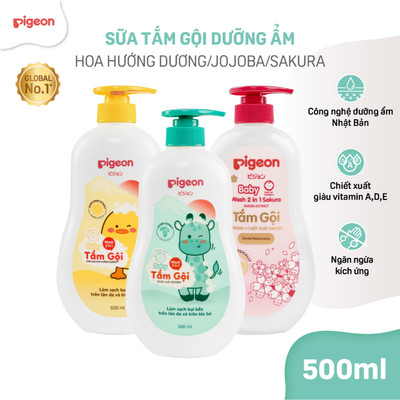 [500ML SVIP] Sữa Tắm Gội Dưỡng Ẩm Cho Bé Pigeon 500ml Dịu Nhẹ Mềm Mại An Toàn Cho Da