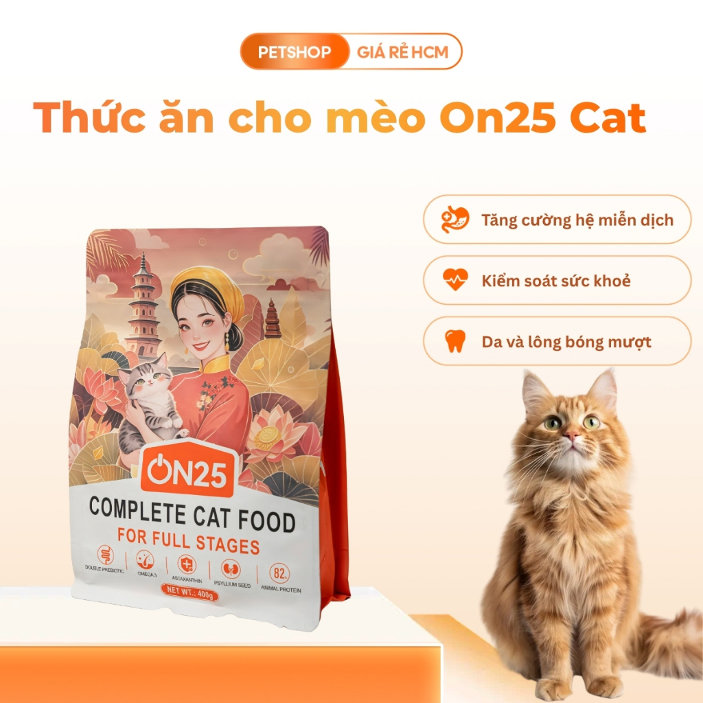 (400gr) Thức ăn hỗn hợp hoàn chỉnh dành cho mèo ON25 CAT nguyên seal hãng-PSGR