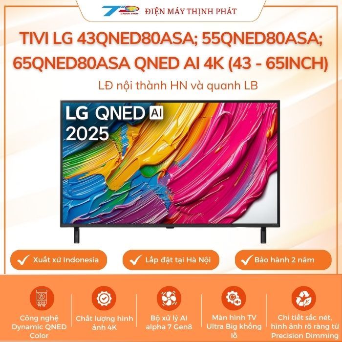 Tivi LG 43QNED80ASA; 55QNED80ASA; 65QNED80ASA QNED AI 4K (43 - 65 inch) |Bảo hành chính hãng 100%