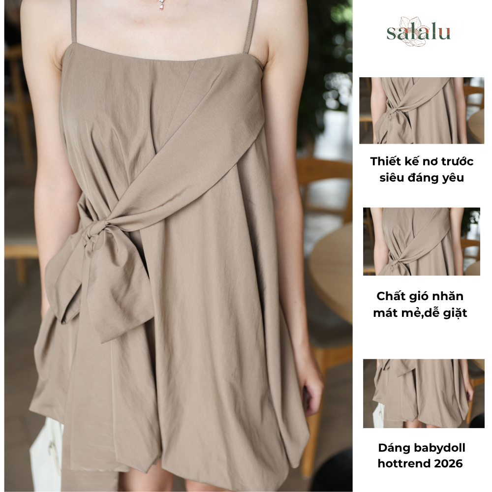 Salalu Váy Hai Dây Dáng Babydoll Thắt Nơ Siêu đáng yêu Mặc đi chơi, đi biển. | BigBuy360 - bigbuy360.vn