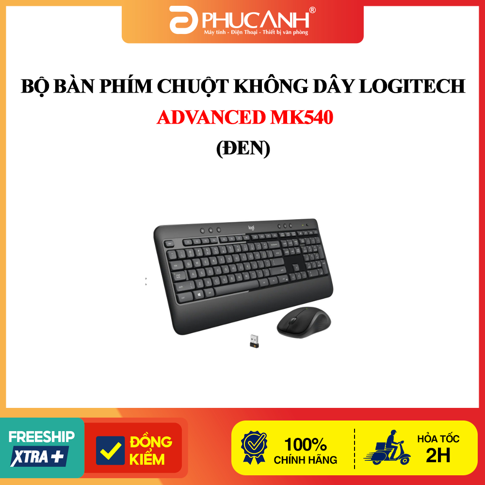 Bộ bàn phím chuột không dây Logitech ADVANCED MK540 (Đen)