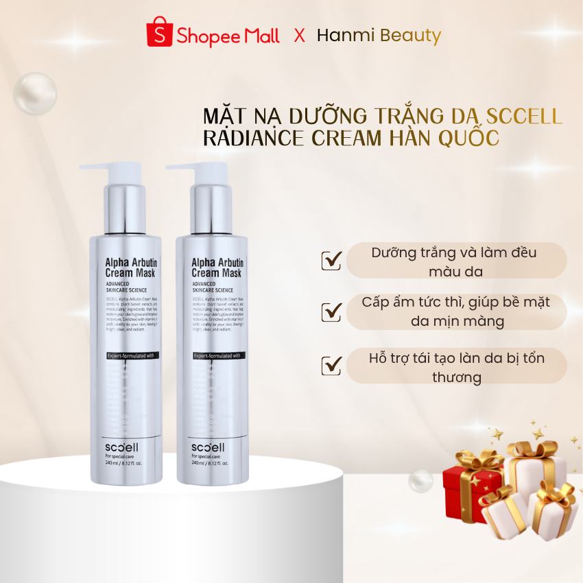 Mặt Nạ Dưỡng Trắng Da SCCELL Radiance Cream Hàn Quốc, Lọ 240mL Giúp Dưỡng Ẩm, Làm Mịn Và Phục Hồi Da