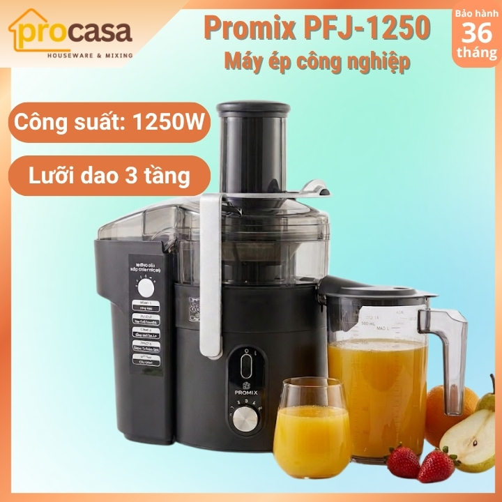 Máy ép nhanh cao cấp Promix PFJ-1250 - 1250W - 5 tốc độ - lưới ép 3 tầng lọc