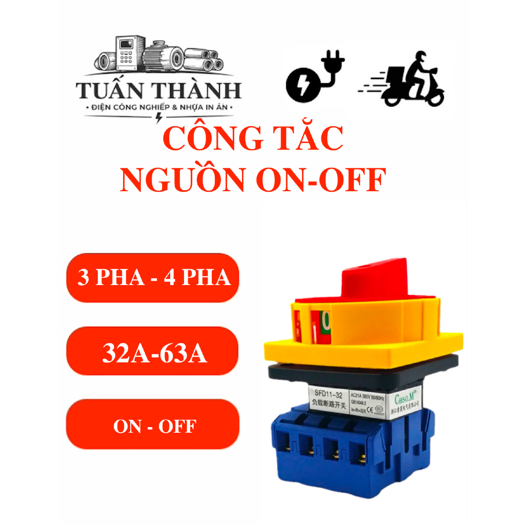 Công Tắc Nguồn ON-OFF 3 Pha 4 Pha 32A 63A SFD11-32A  SFD11-63A