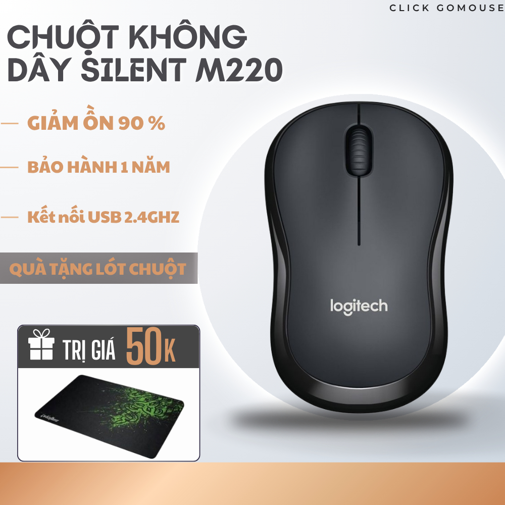 [ Bluetooth + USB 2 Chế Độ  ] Chuột không dây silent Logitech M220 siêu yên tĩnh giảm 90% tiếng ồn QUÀ TẶNG LÓT CHUỘT