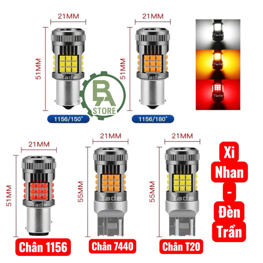 Cặp Đèn LED Xi Nhan T20-7440, 1156-150 độ, 1156-180 độ Gắn Cho Xe Hơi Chống Nháy Nhanh Loại Xịn - Ph