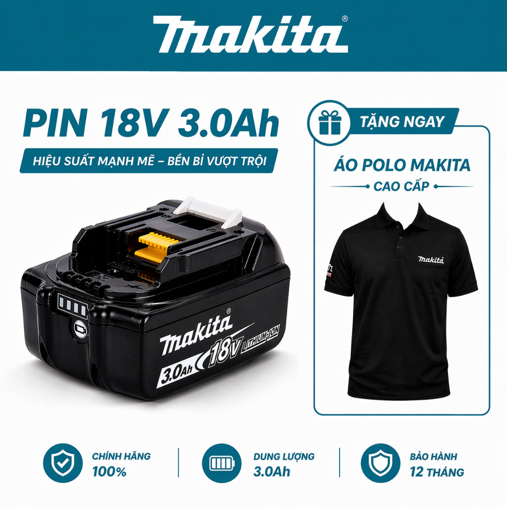 Pin máy MAKITA BL1830B (18V 3.0AH) / 632G12-3