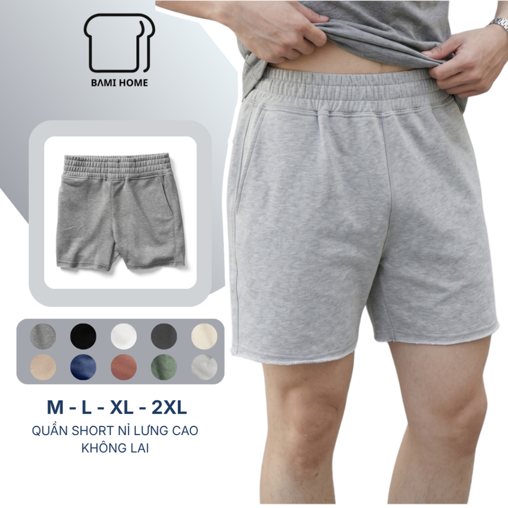 Quần short thể thao nam bản rộng BAMIHOME, chất vải nỉ chân cua khô thoáng, không lai thoải mái QN09