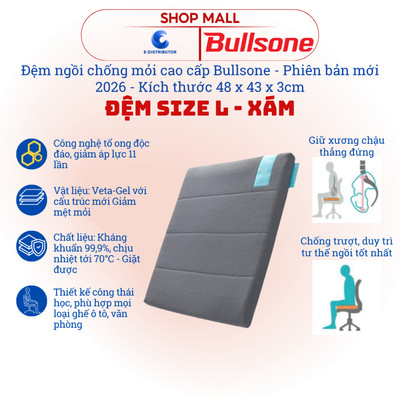 [HỎA TỐC] Đệm ngồi lót ghế ô tô, văn phòng cao cấp Bullsone Balance Seat HQLG01 Size L - Màu xám