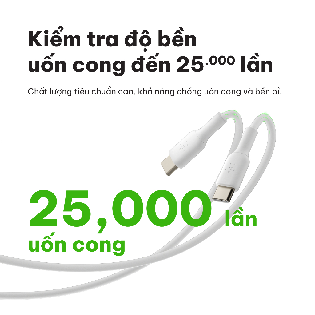 Cáp sạc nhanh Belkin USB Type C - C  công suất 60W vỏ nhựa 1M & 2M chuẩn Apple PD siêu bền bảo hành 2 năm | BigBuy360 - bigbuy360.vn