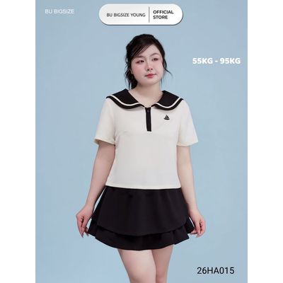 Áo kiểu cổ thủy thủ BIGSIZE (55kg đến 95kg) – 26HA015 - [BU Bigsize Young]