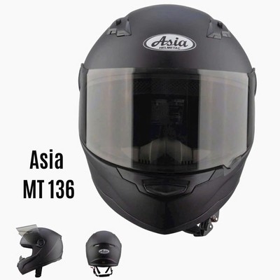 Mũ Bảo Hiểm Fullface Cao Cấp - Asia MT136 Đen Nhám - Kính khói - Vòng đầu 57-59cm - Hàng Chính Hãng - Bảo Hành 12 Tháng