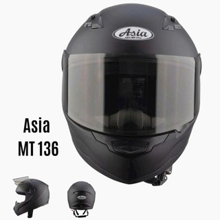 Mũ bảo hiểm fullface cao cấp - asia mt136 đen nhám - kính khói - vòng đầu 57-59cm - hàng chính hãng - bảo hành 12 tháng
