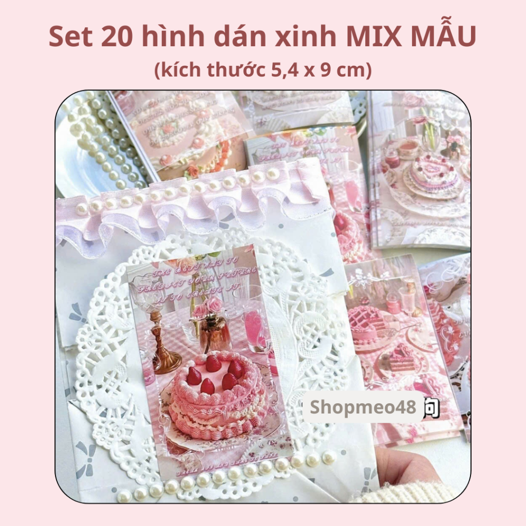 Set 20 hình dán niêm phong xinh MIX MẪU gói card, dán trang trí [Y12]